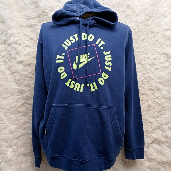 Nike Mens Fleece Hoodie JDI Pullover Long Sleeve Winter Hooded Sweatshirts Navy - Picture 1 of 9